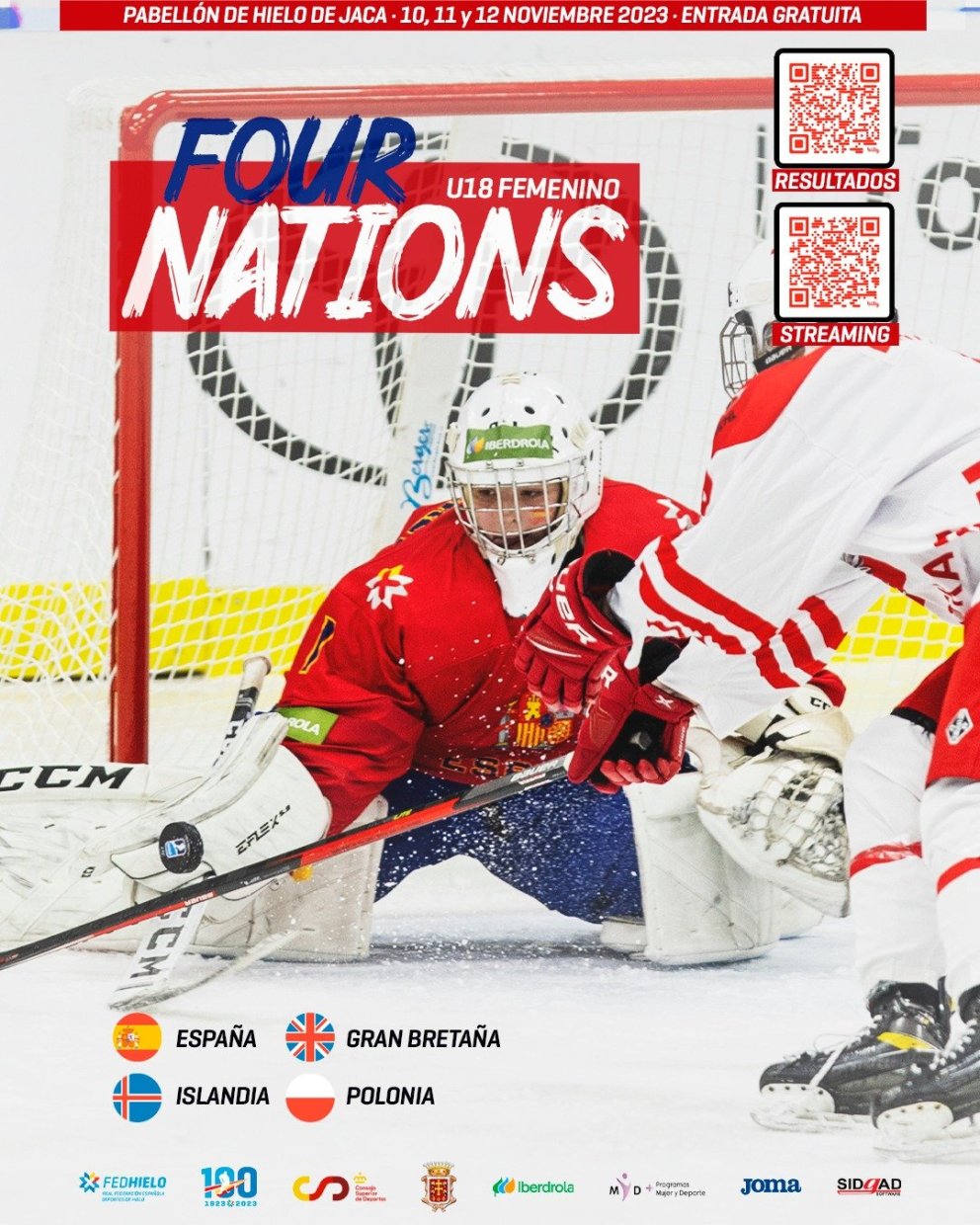 Opinber auglýsing Four Nations mótsins á Jaca á Spáni.