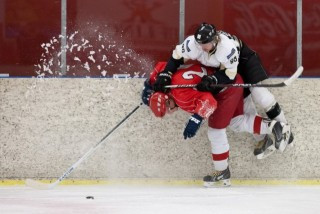 Frá leiknum í gærkvöld