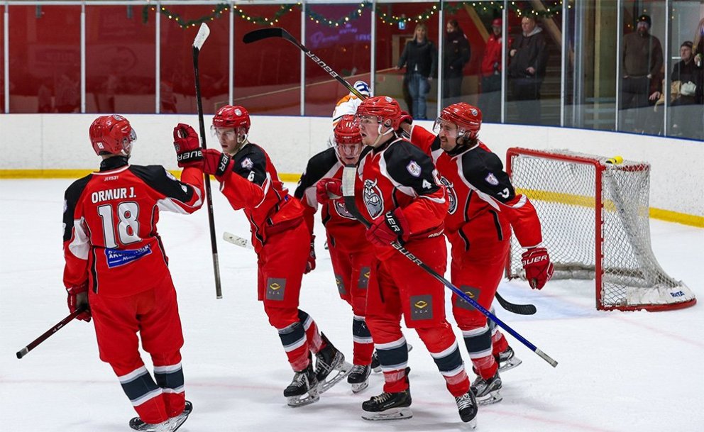 SA Víkingar Toppdeildarmeistarar 2025 - Mynd fengin af Facebooksíðu Skautafélags Akureyrar.