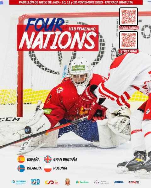 Opinber auglýsing Four Nations mótsins á Jaca á Spáni.