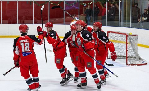 SA Víkingar Toppdeildarmeistarar 2025 - Mynd fengin af Facebooksíðu Skautafélags Akureyrar.